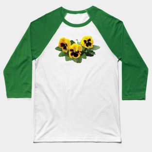 Three Yellow Pansies Baseball T-Shirt